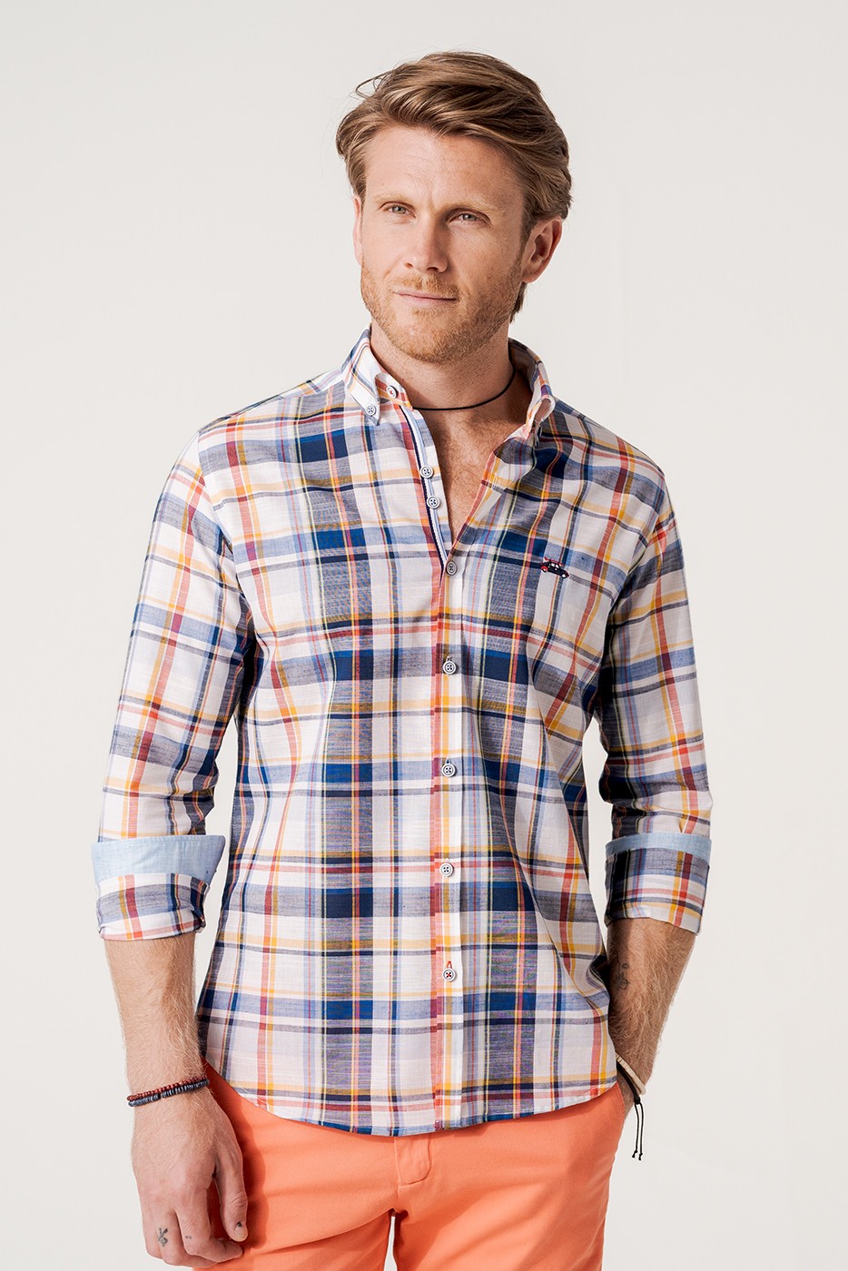 Camisa cuadros multicolor regular fit