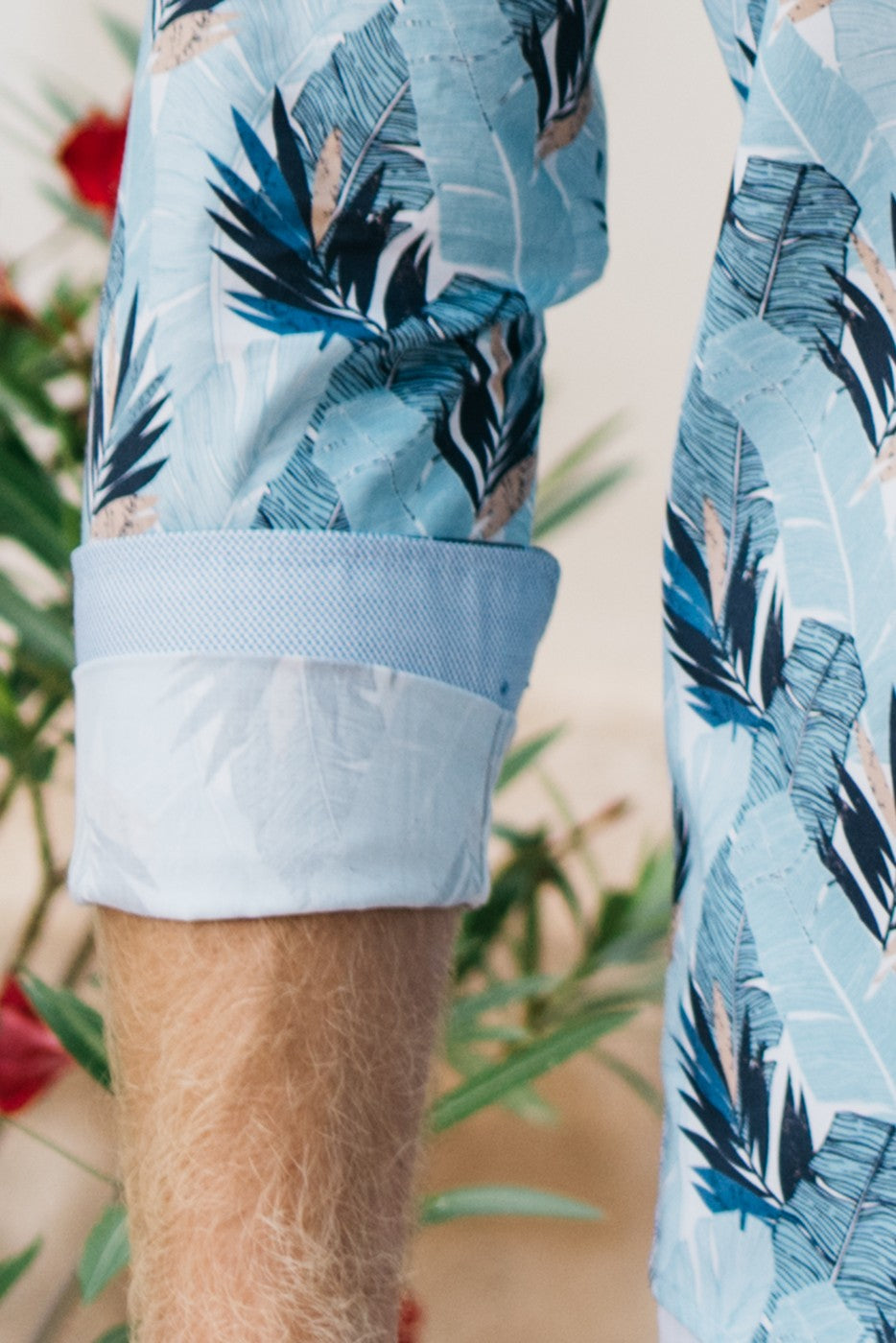 Camisa hojas de palma azules regular fit