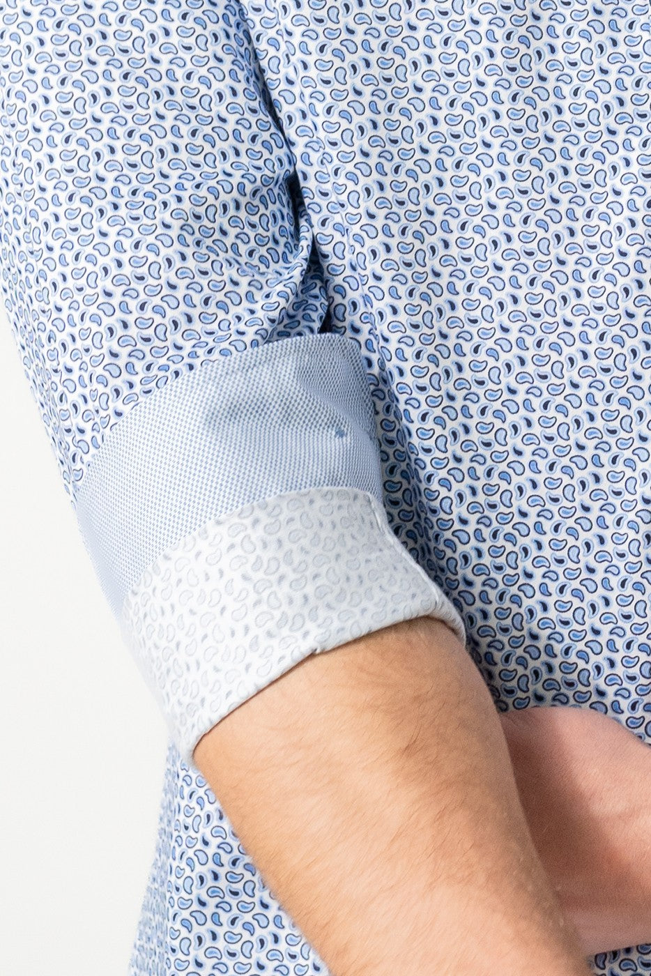 Camisa estampada hombre cachemir azul