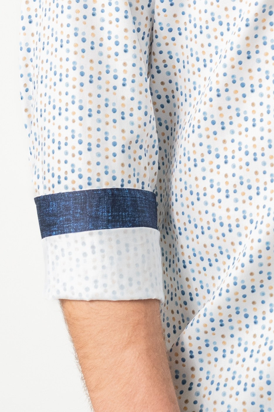 Camisa estampado circulos azules y beige