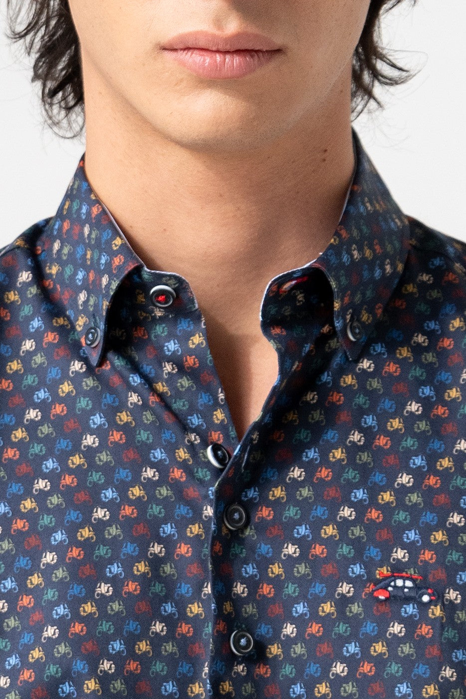 Camisa vespas estampada multicolor fondo marino