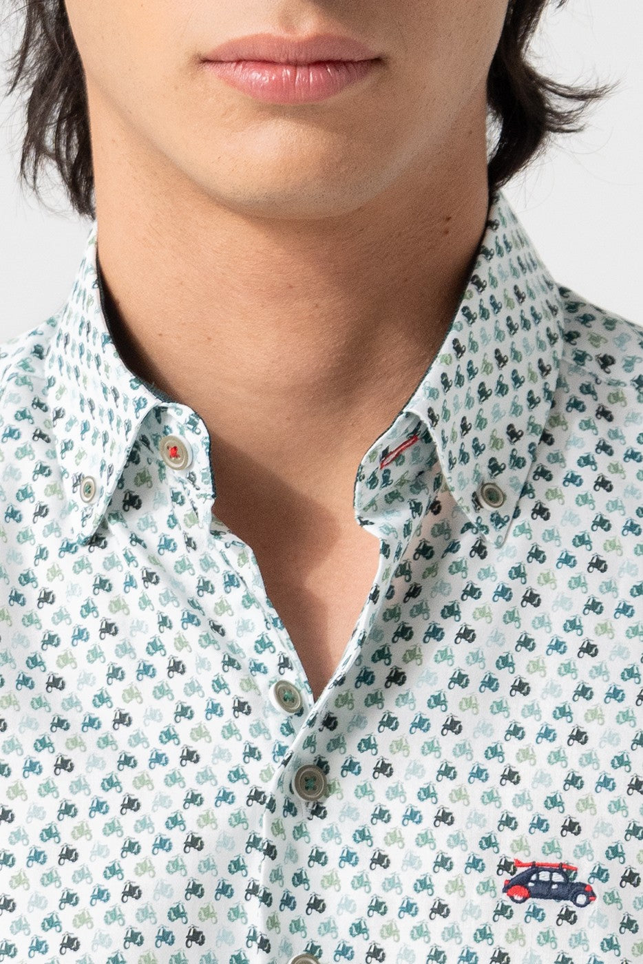 Camisa estampada hombre motos verdes