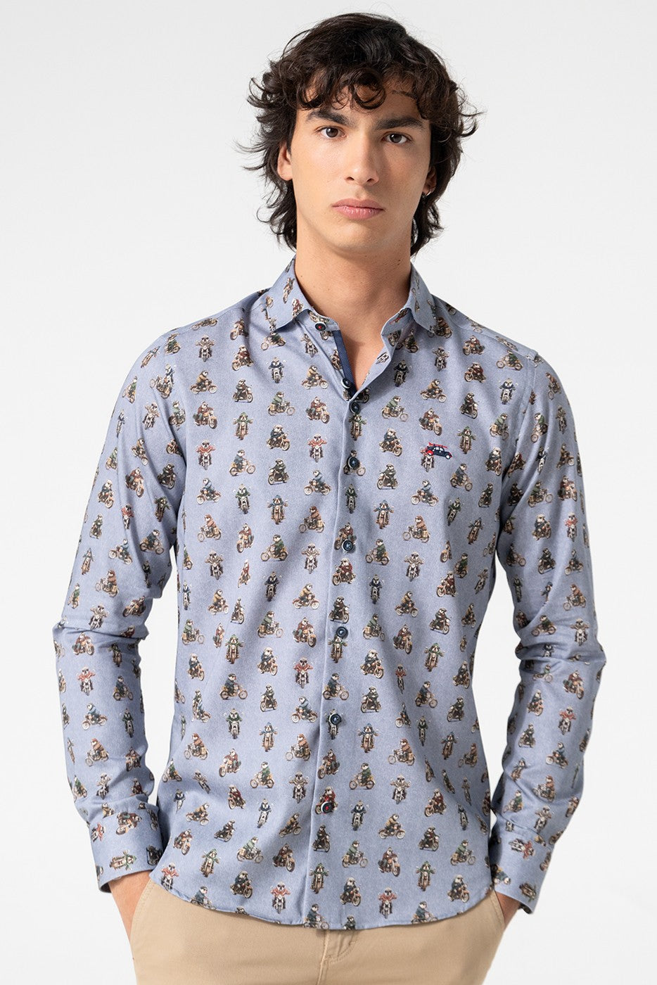 Camisa estampada hombre bulldogs moteros