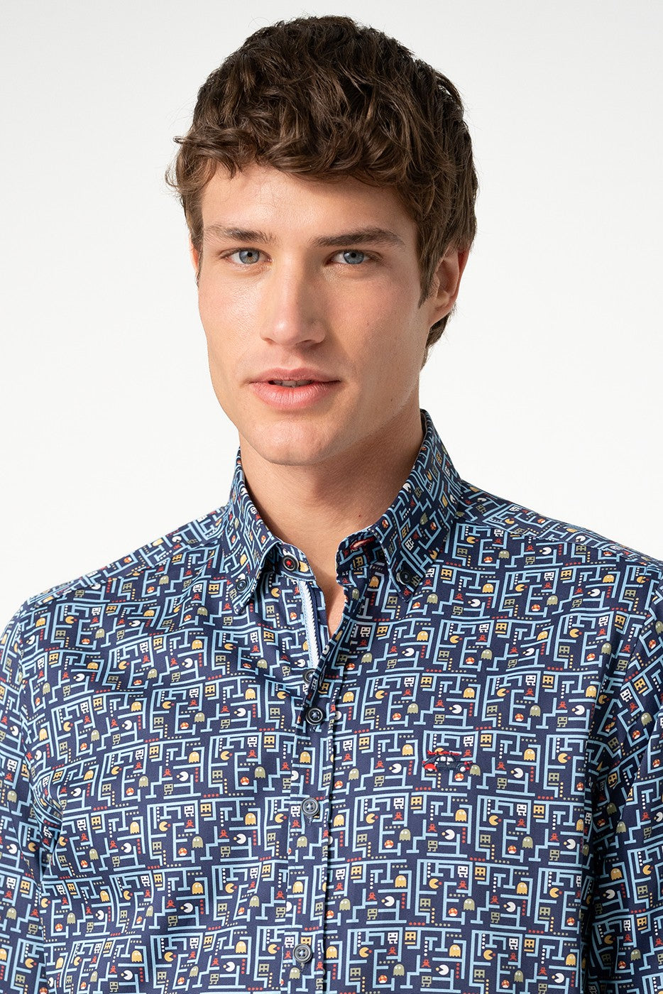 Camisa hombre fondo marino estampado comecocos
