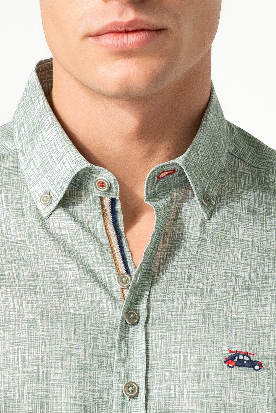 Camisa estampada hombre verde