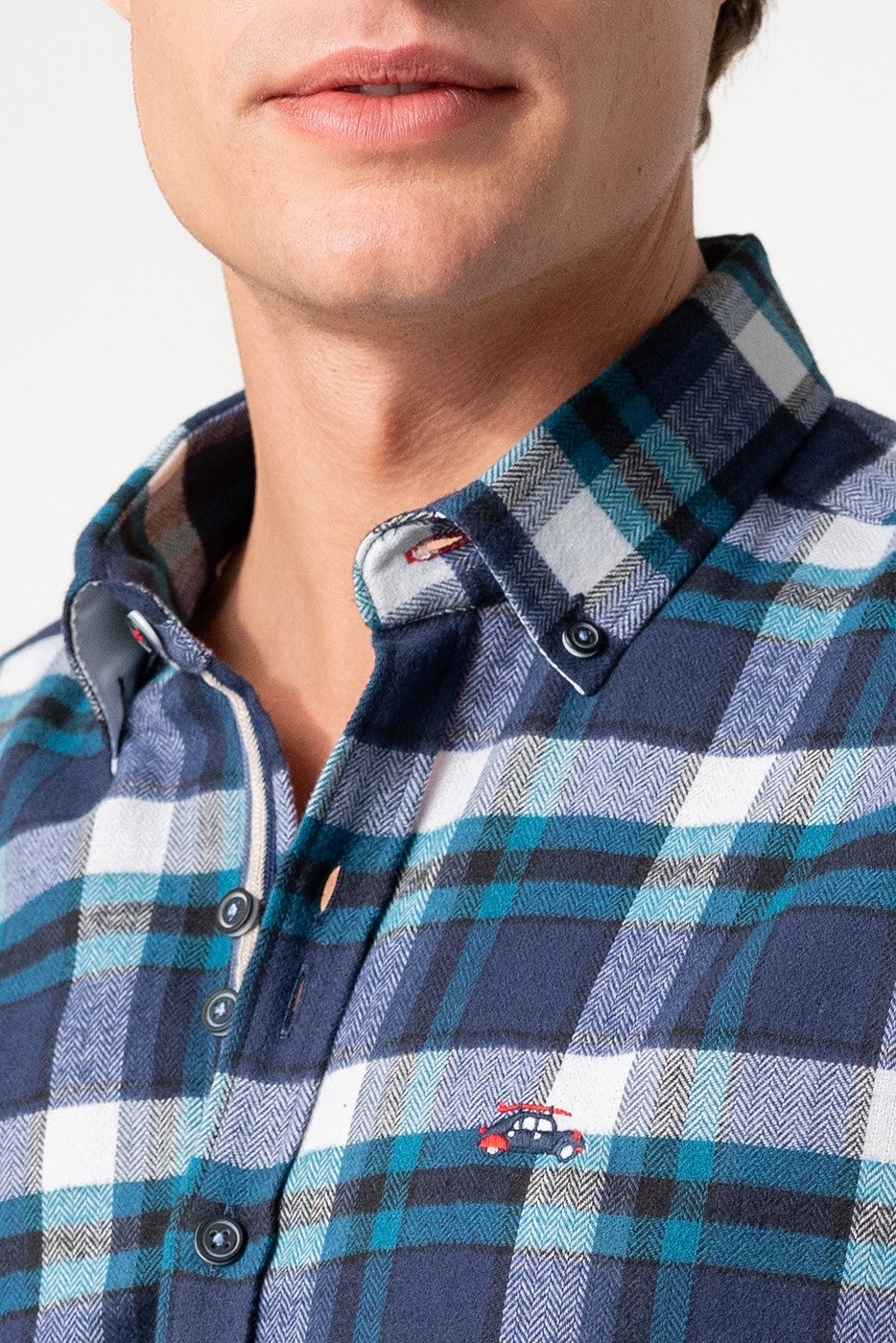 Camisa hombre cuadros azules