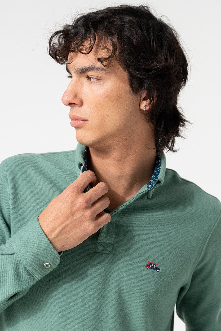 Polo de punto manga larga verde