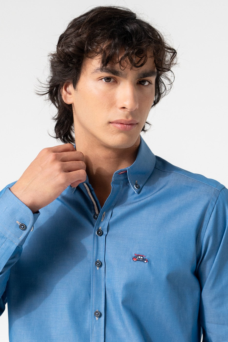 Camisa hombre slim fit azul