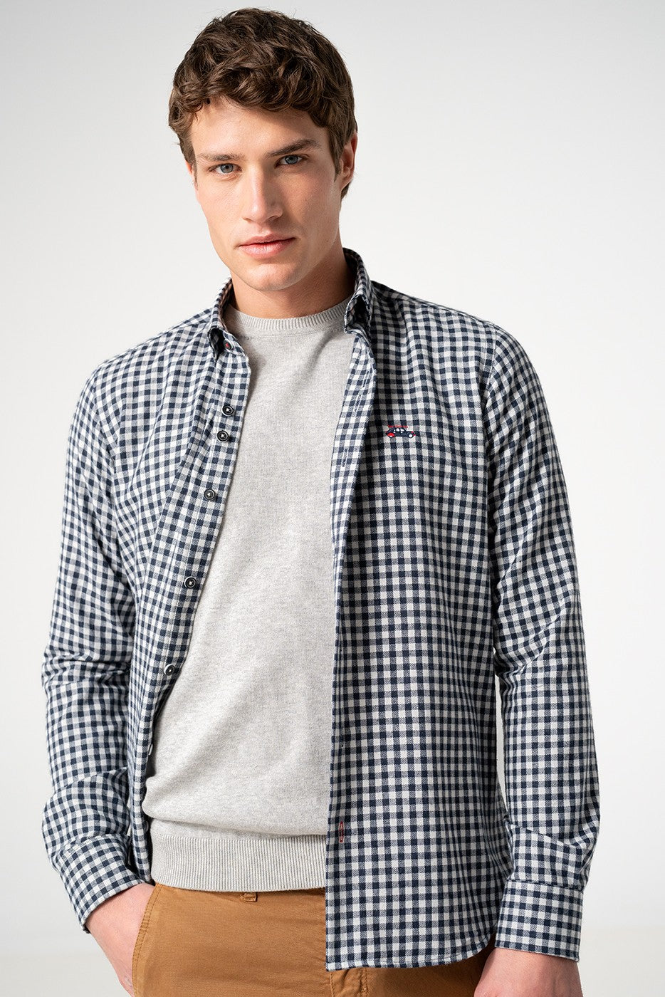 Camisa hombre cuadros azules