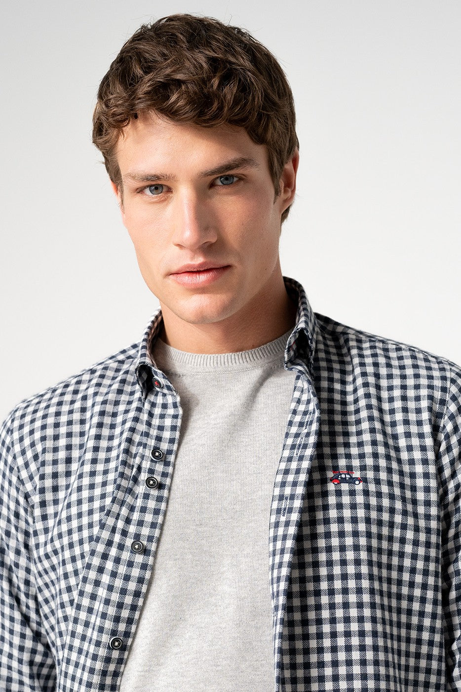 Camisa hombre cuadros azules