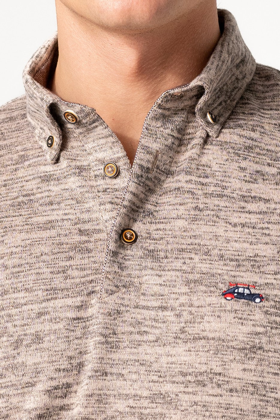 Polo de punto manga larga beige