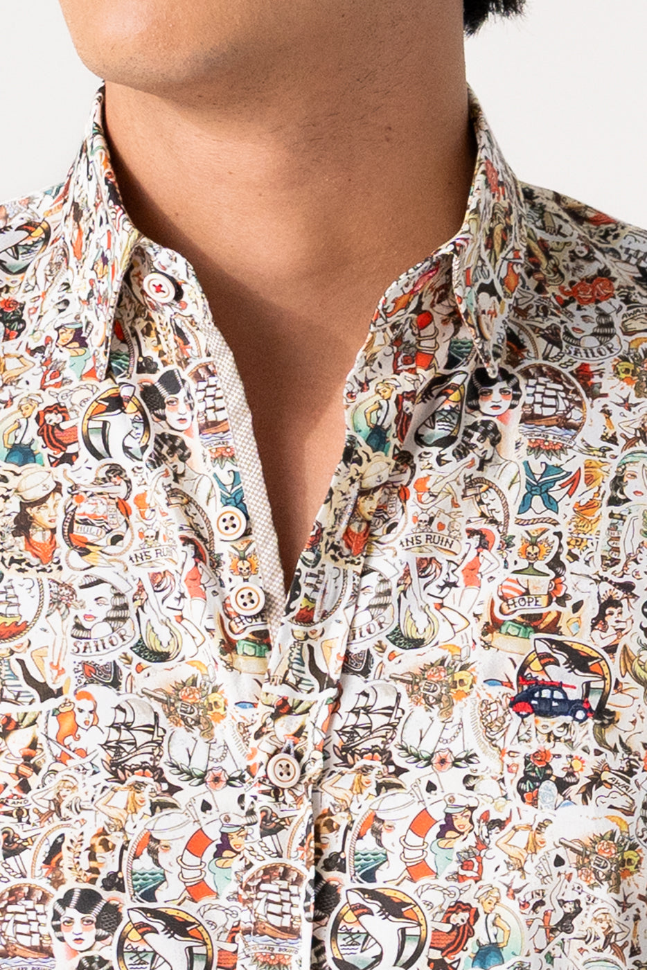 Camisa hombre manga corta estampado viñetas