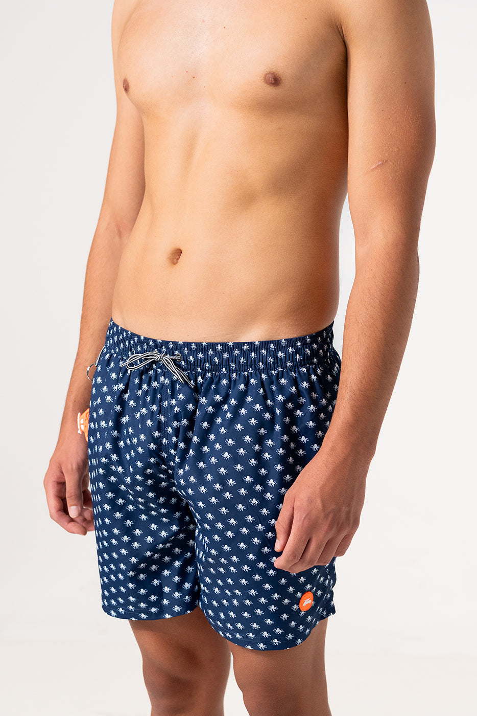 Bañador marino con estampado de pulpos blancos