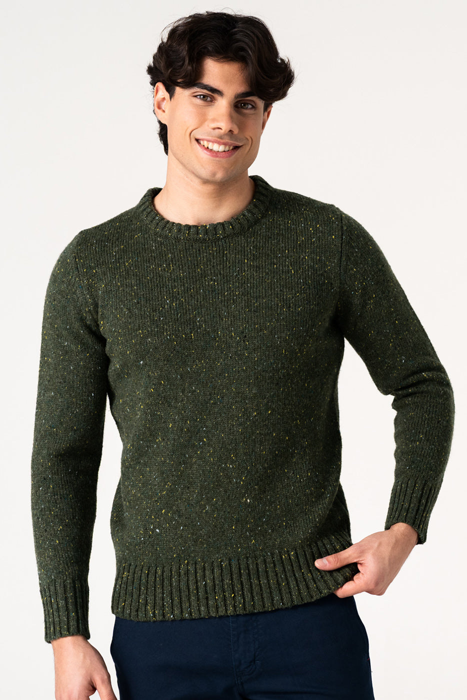 Jersey hombre cuello redondo verde