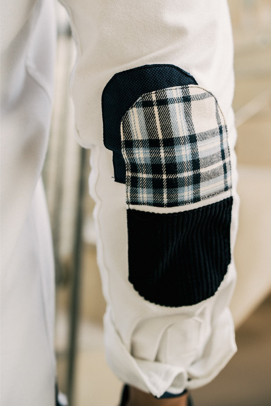 Camisa hombre tejido Oxford blanca con coderas