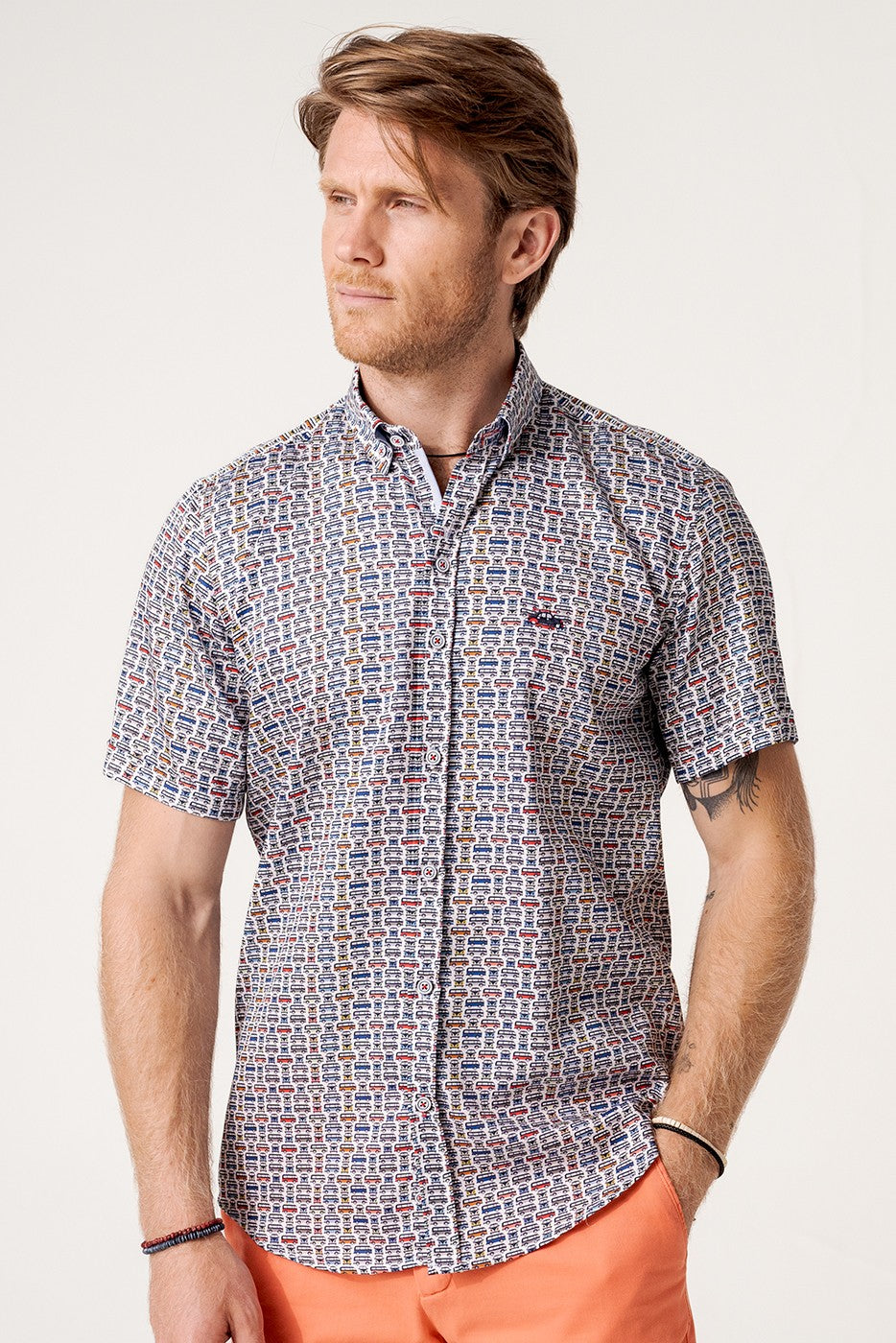 Camisa estampada hombre manga corta campers multicolor