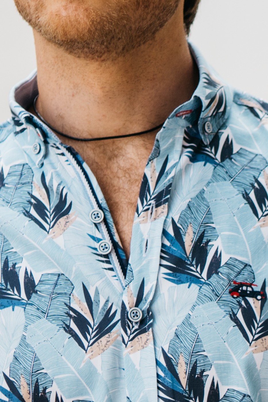 Camisa hojas de palma azules regular fit