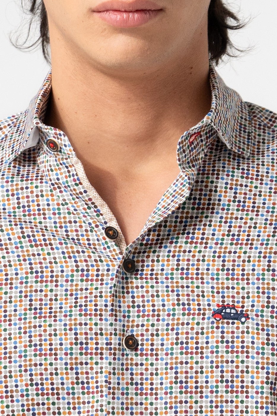 Camisa hombre estampado multicolor slim fit