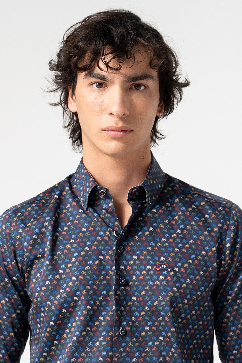 Camisa vespas estampada multicolor fondo marino