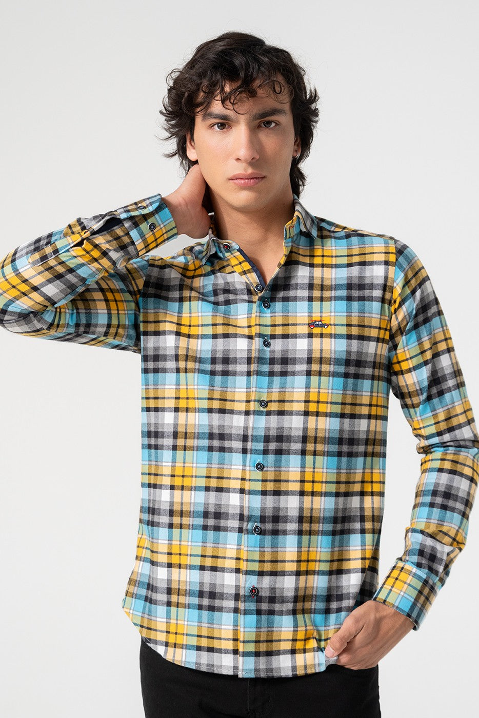 Camisa hombre estampado cuadros colores