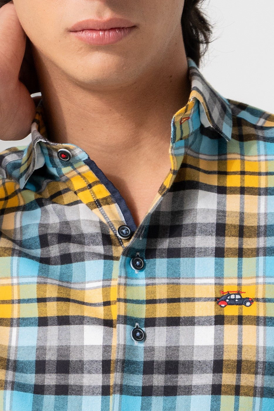 Camisa hombre estampado cuadros colores
