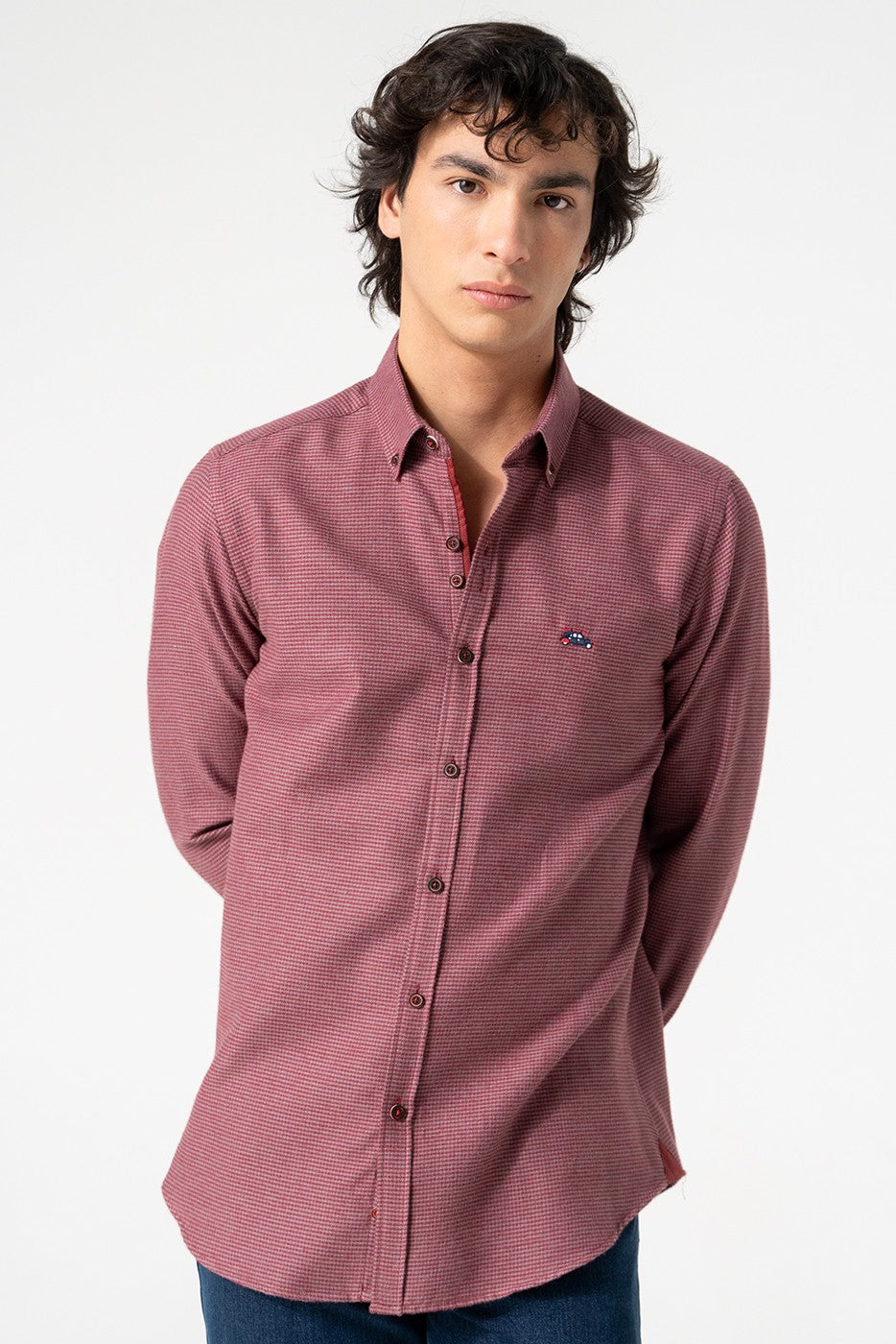 Camisa pata gallo granate hombre