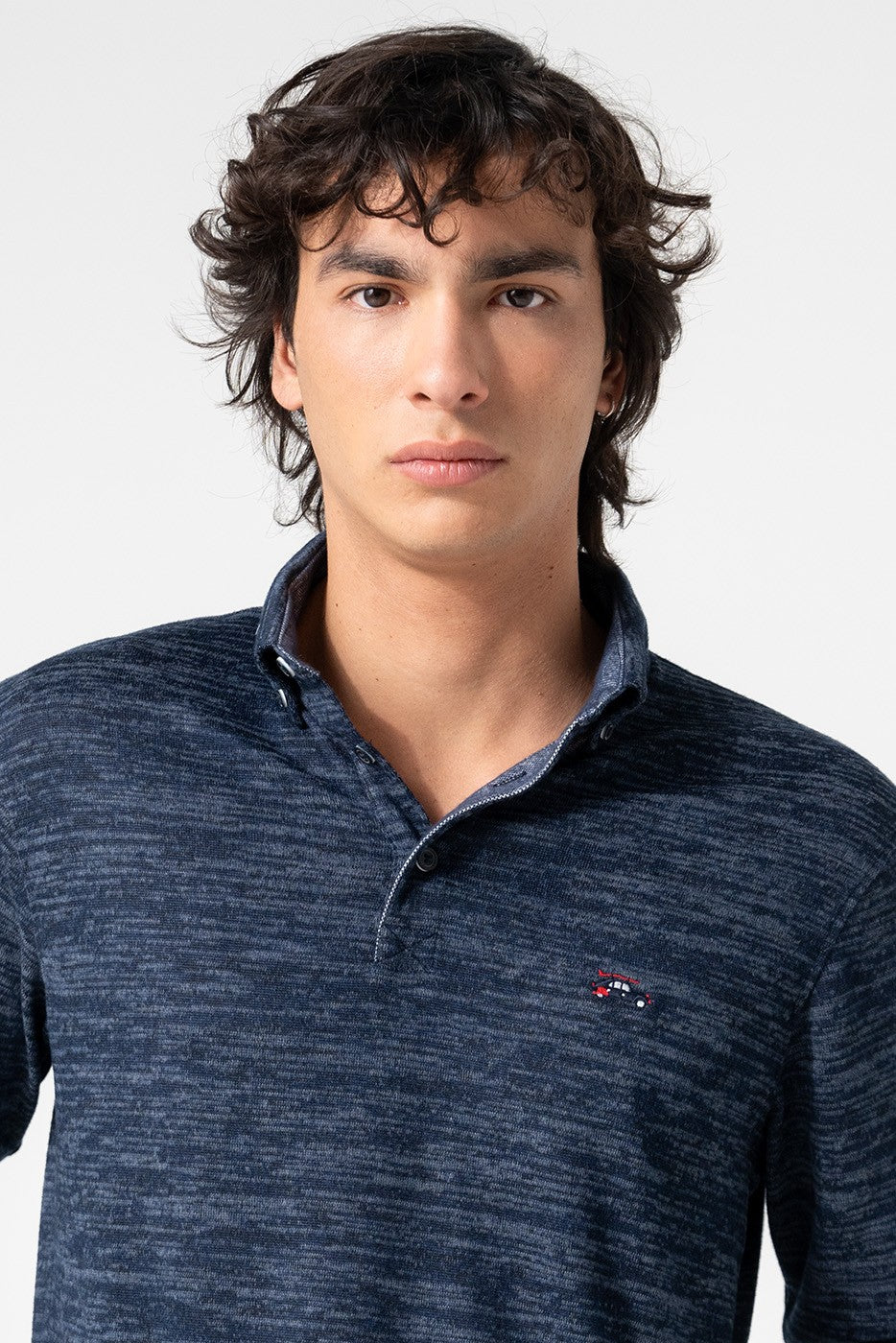 Polo jacquard hombre marino