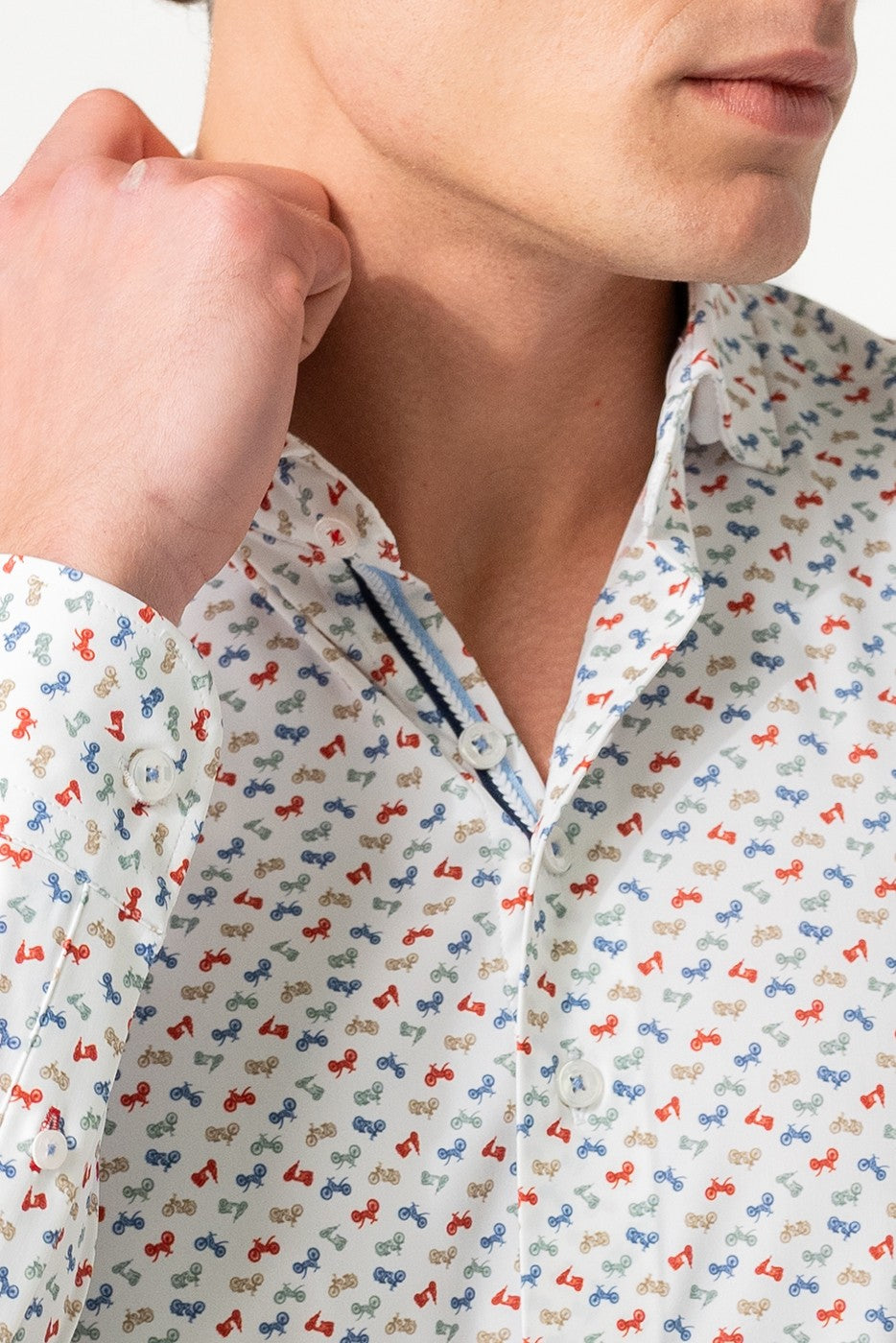 Camisa tejido técnico hombre estampado motos