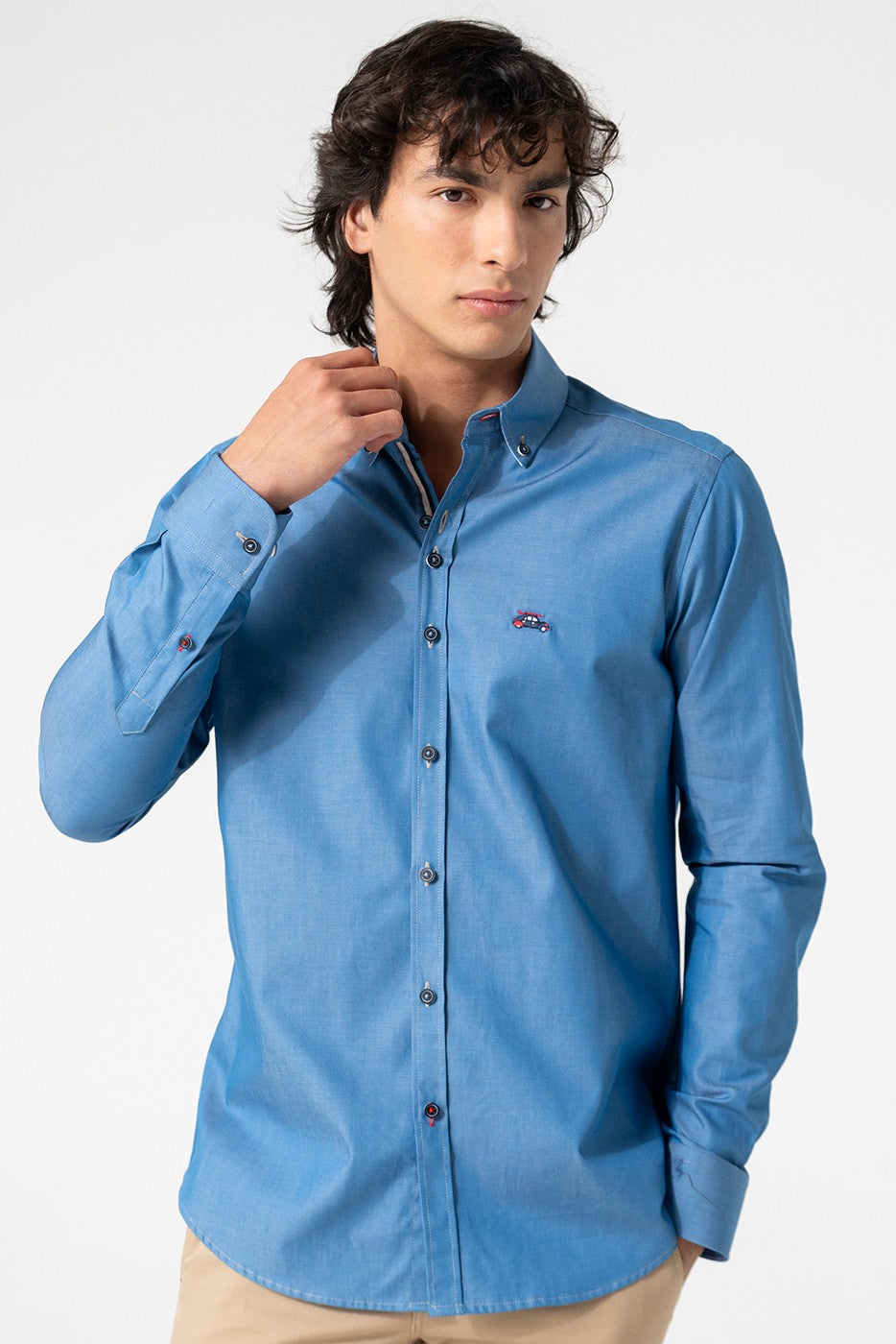 Camisa hombre slim fit azul