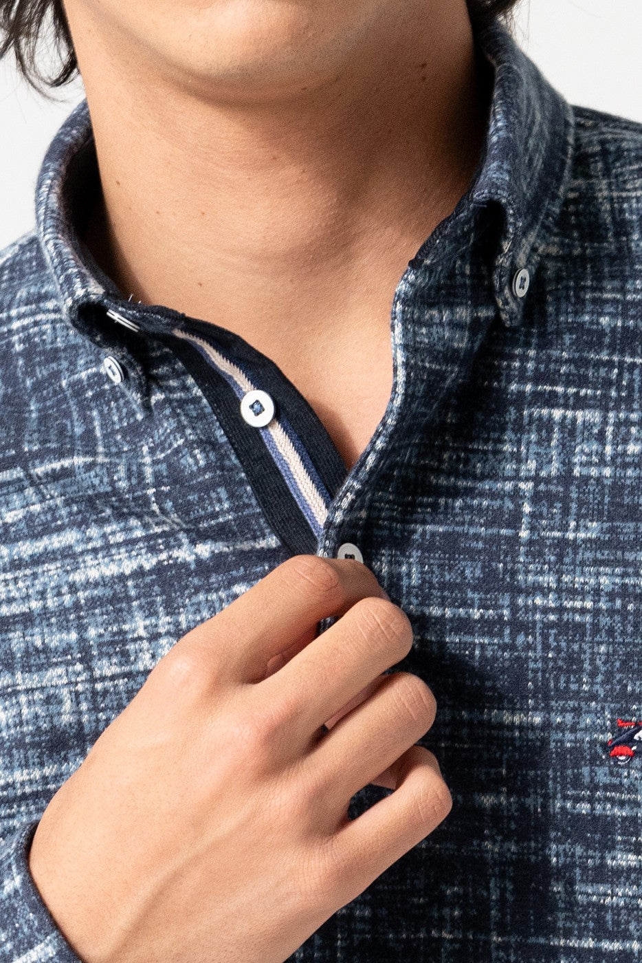 Polo de punto manga larga azul