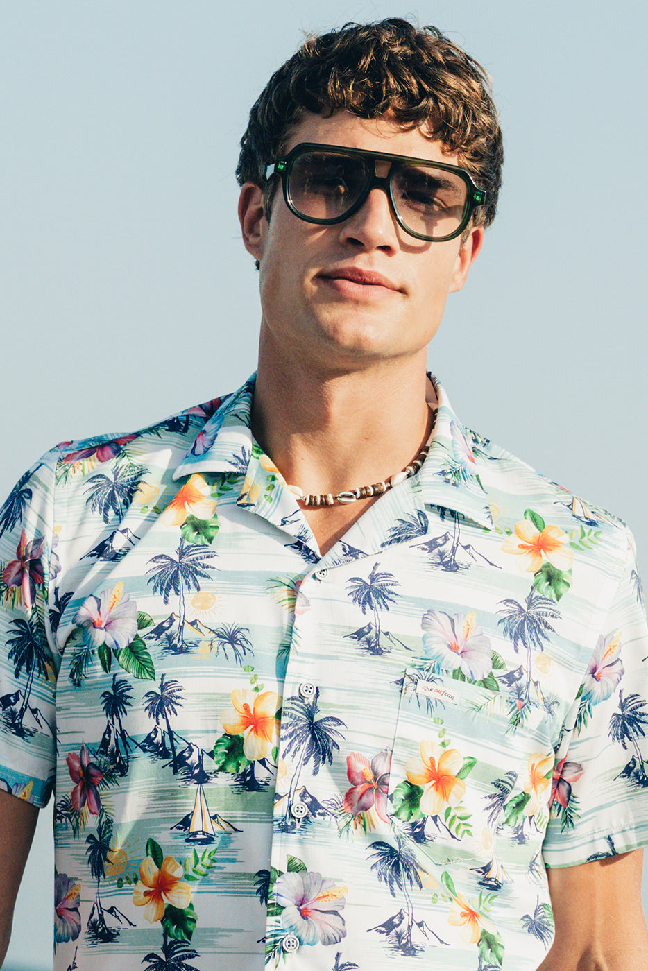 Camisa hombre bowling estampado tropical