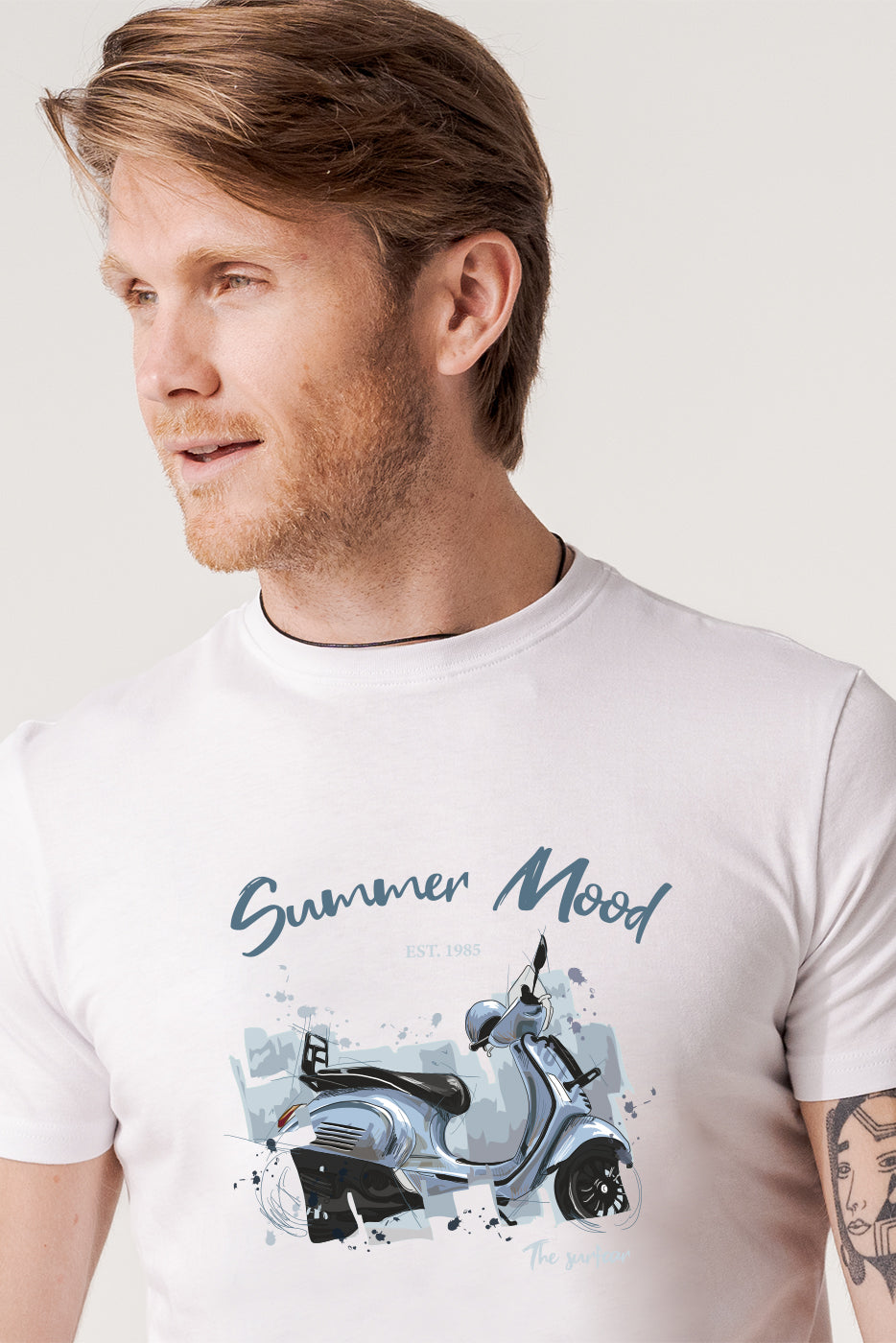 Camiseta blanca hombre estampado vespa