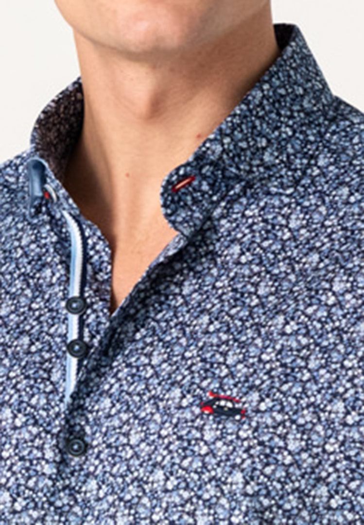 Camisa floreada masculina azul marino