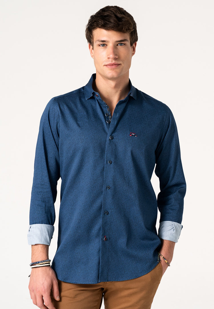 Camisa azul marino efecto textura