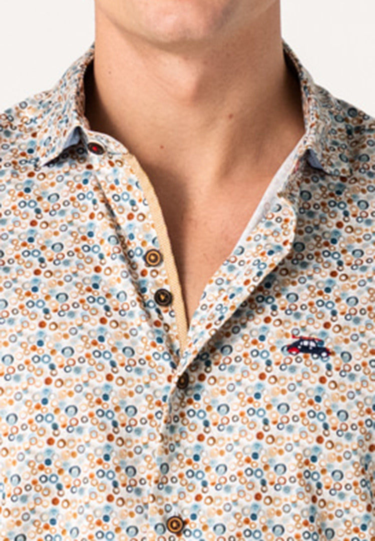 Camisa hombre microestampado aros multicolor