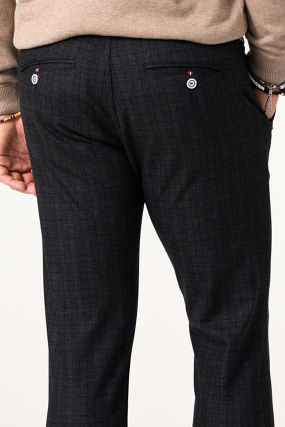Pantalón cuadros gris marengo hombre