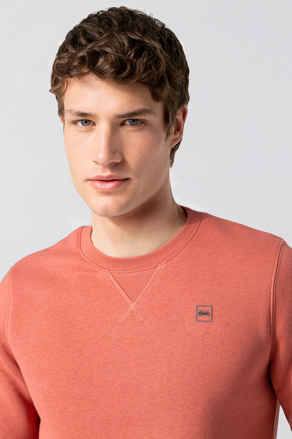 Sudadera hombre cuello redondo naranja