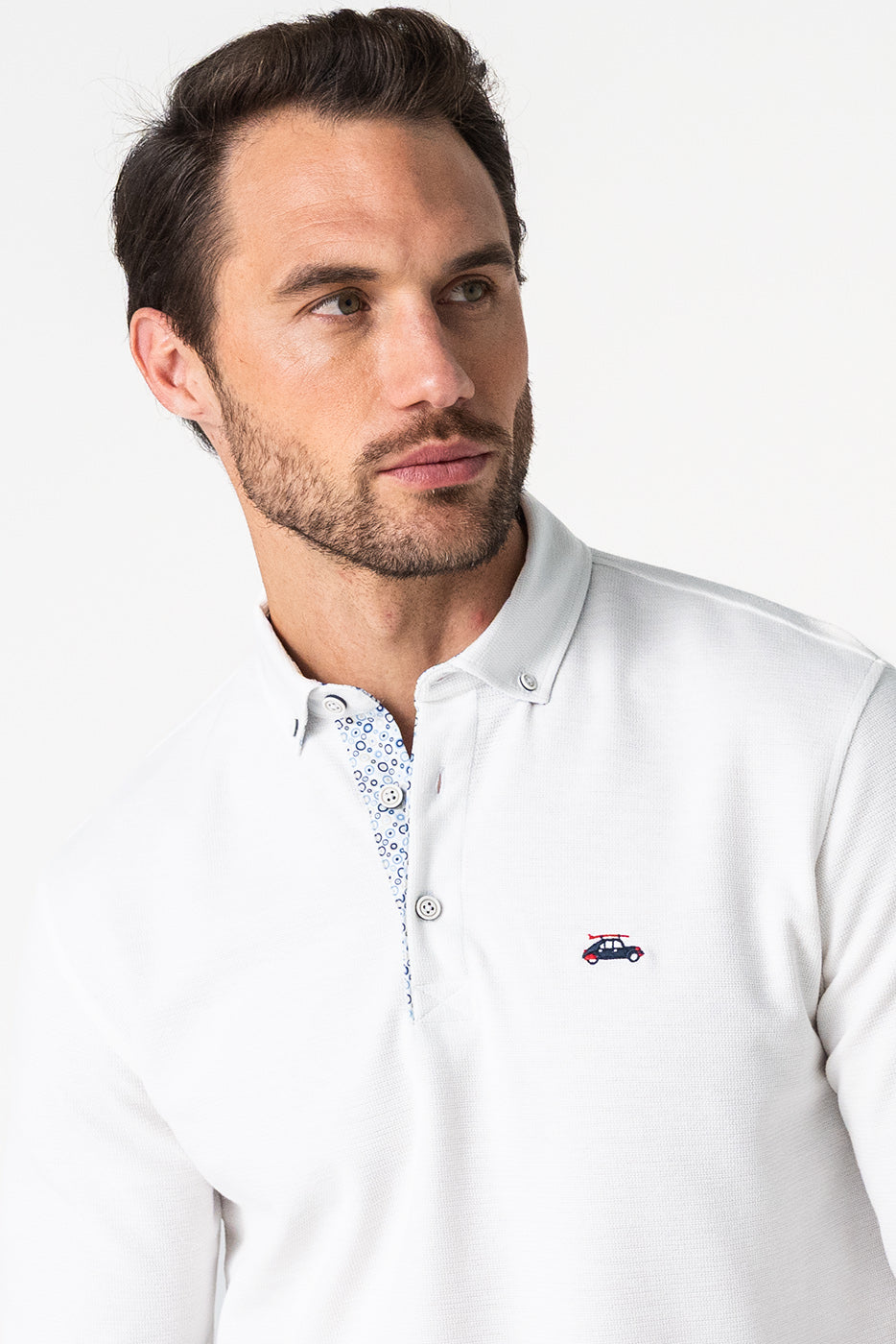 Polo de punto manga larga blanco