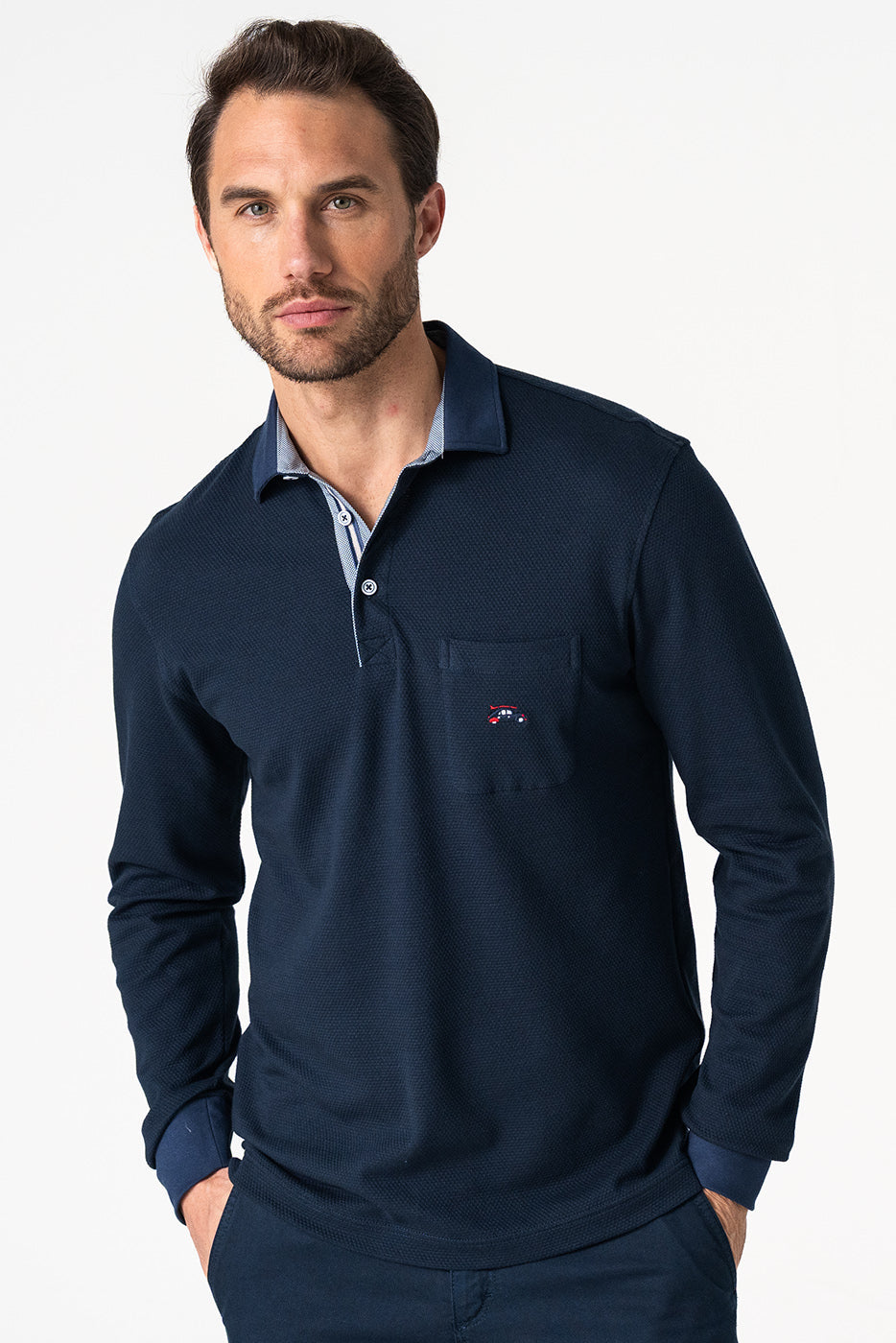Polo de punto manga larga marino